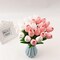 28 Pcs Artificial Tulips, 13.5 Inches PU Faux Tulip Flowers for Spring Easter Celebration Mother’s Day Brunch Table Decor(White+Pink